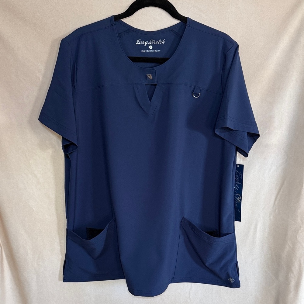 Easy Stretch Navy Short Sleeve Scrub Top
